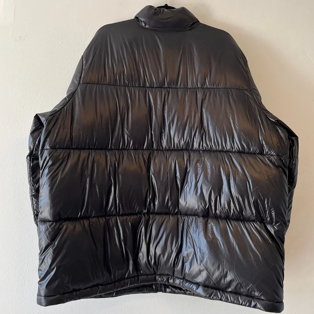 Gap Recycled Nylon Quilted Puffer Jacket Men's XL In High Shine Pri True Black - Picture 4 of 12
